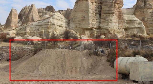Kapadokya’da kaçak binanın üzeri toprakla örtüldü