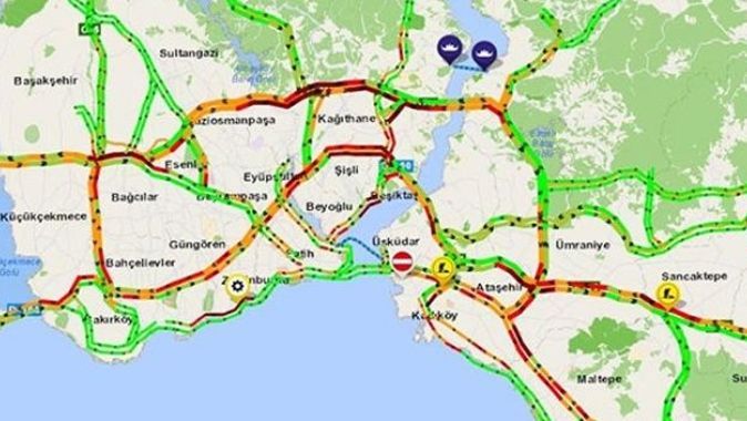 İstanbul&#039;da &#039;karne&#039; trafiği! Yol haritası kıpkırmızı oldu