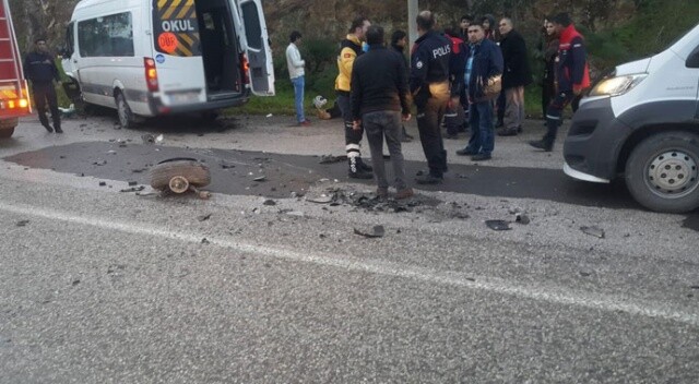 Bodrum’da öğrenci servisi ile otomobil çarpıştı: 13 yaralı