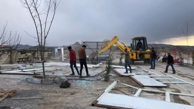 Kapadokya’da 14 kaçak yapının yıkımı tamamlandı