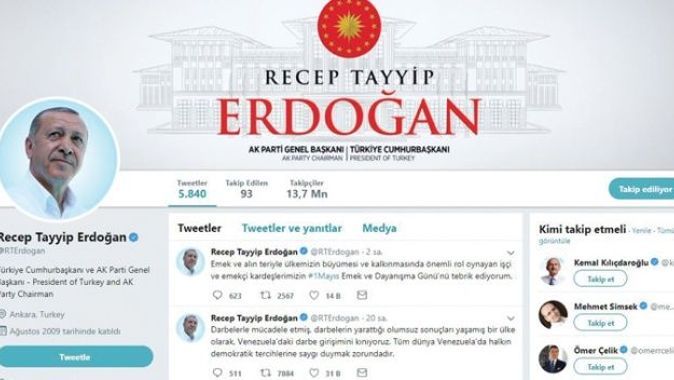 Erdoğan kabineyi Twitter’dan takibe aldı