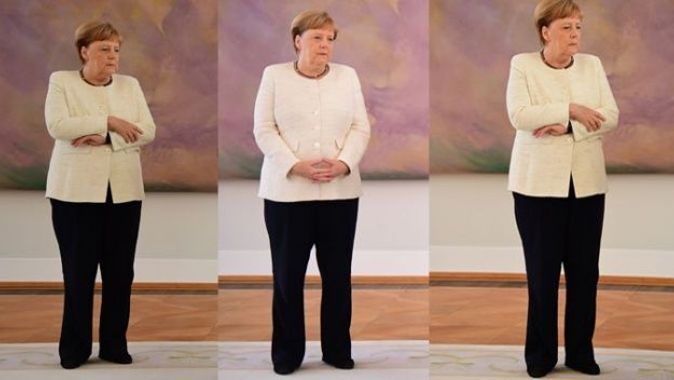 Merkel yine titrerken görüntülendi