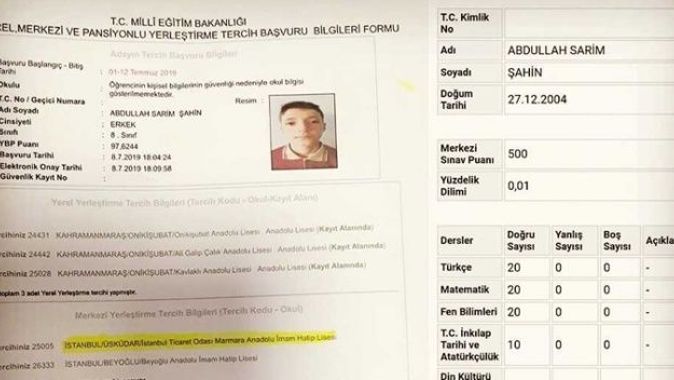 LGS şampiyonu İTO Marmara Anadolu İmam Hatip Lisesini tercih etti