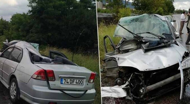 Zonguldak&#039;ta feci kaza! Araç hurdaya döndü