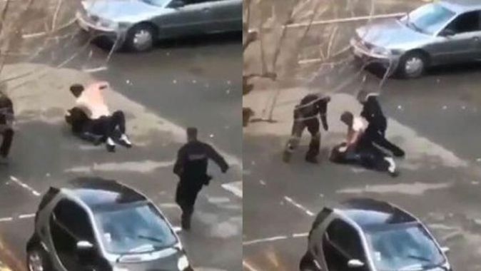 Fransa bu görüntüyü konuşuyor! Önce sivil polis, ardından üniformalılar dövdü