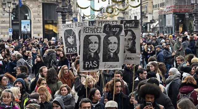 Fransa&#039;da &#039;kadına şiddet&#039; protestosu