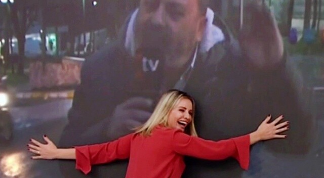 Esra Erol sevincini gizleyemedi, led ekranda bulunan muhabirinin görüntüsüne sarıldı