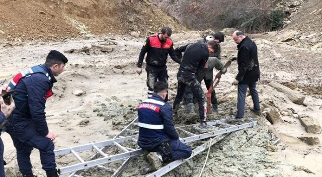 Sinop&#039;ta battığı çamurdan zorlukla kurtarıldı