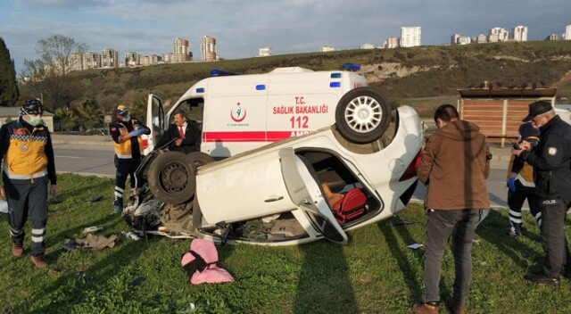 Samsun&#039;da kaza yapan polis ölümden döndü