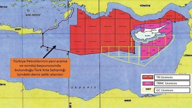 Dışişleri Bakanlığı, Doğu Akdeniz&#039;de yeni ruhsat başvurusu yapılan sahaların yerini gösteren haritayı paylaştı