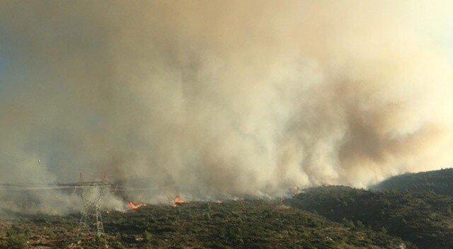 Çeşme&#039;deki yangına havadan müdahale başladı