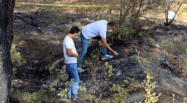 Ormanlık alanda yangın sonrası yanmış cansız beden bulundu