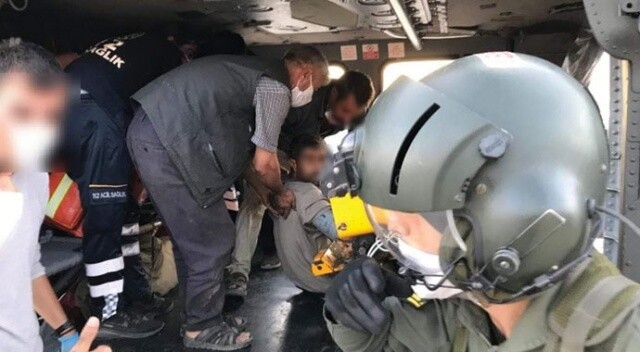 Elazığ’da yaralı çiftçi, askeri helikopter ile hastaneye ulaştırıldı