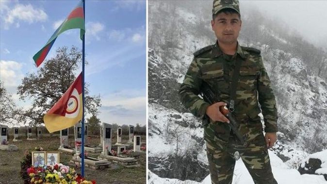 Azerbaycanlı şehidin mezarına Galatasaray bayrağı asıldı