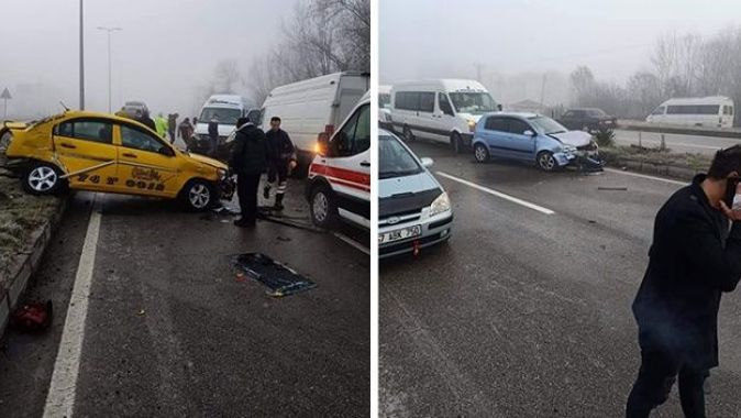 Buzlu yolda 10 araç birbirince girdi: 12 yaralı
