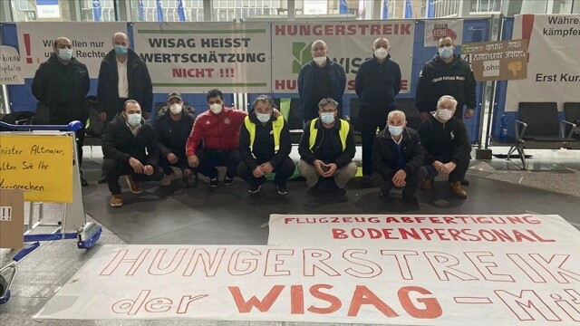 Frankfurt Havalimanı&#039;nda Kovid-19 bahanesiyle işten çıkarılan 230 işçiden 5&#039;i açlık grevine başladı