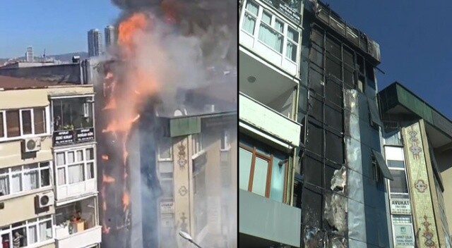 Kartal&#039;da 6 katlı binada korkutan yangın