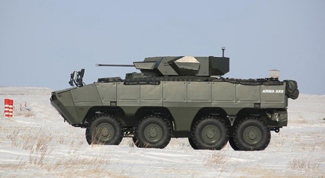 Kazakistan ordusu Türk yapımı zırhlı muharebe aracı Arma 8×8&#039;i ve Nefer silah sistemini test etti