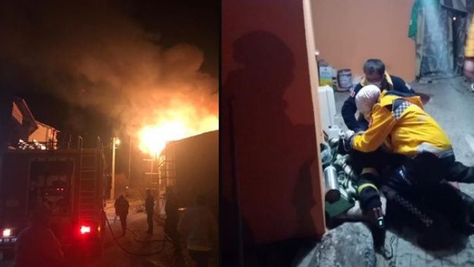Korkutan ev yangını: İtfaiye eri hastaneye kaldırıldı