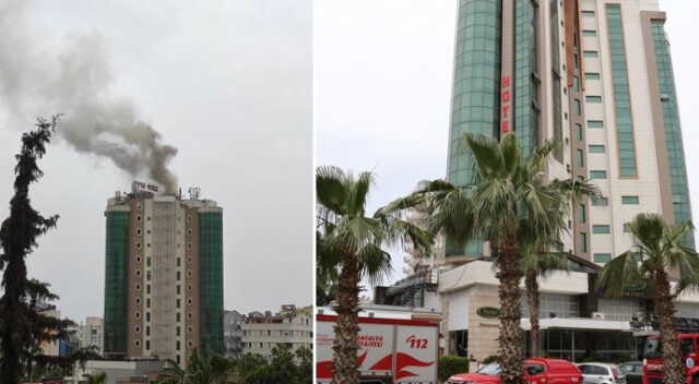Antalya’da 11 katlı otelin çatısından çıkan dumanlar korkuttu
