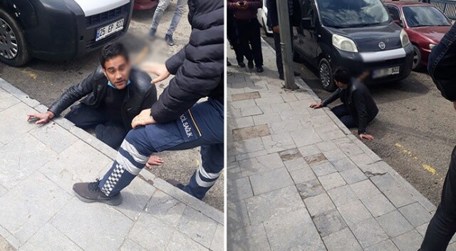 Erzurum&#039;da korkunç olay! Kaldırımda yürürken dehşeti yaşadı, sırtındaki bıçakla hastaneye götürüldü