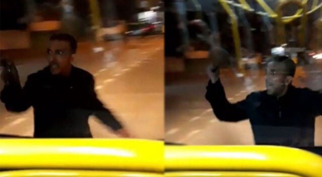 Bursa’da bıçaklı saldırgan halk otobüsünün camını kırdı