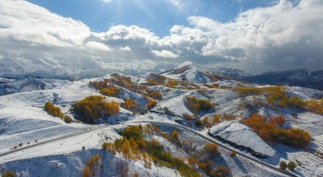Erzurum’da görsel şölen: İki mevsim bir arada yaşanıyor