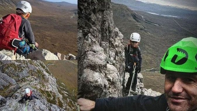 Minik dağcı, babasıyla birlikte dağlara tırmanıyor!