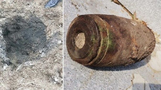 Bahçesinde çalışırken tanksavar bombası buldu