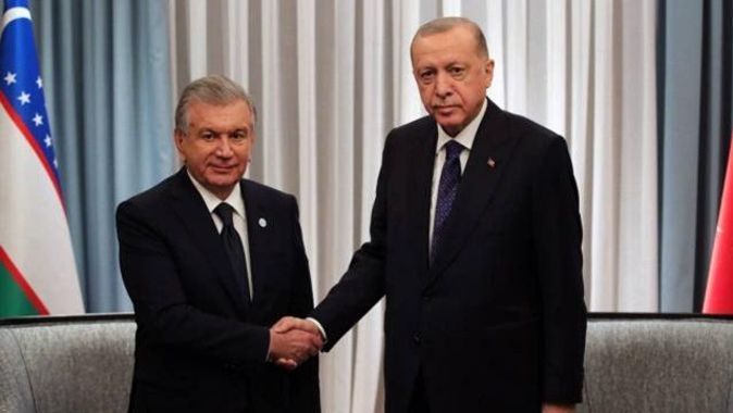 Erdoğan, Özbekistan Cumhurbaşkanı ile bir araya geldi
