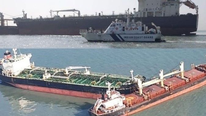 Seyir hatası kazayı getirdi: Hindistan’daki Kuç Körfezi’nde iki gemi çarpıştı
