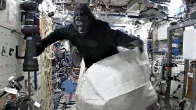 Uzayda goril kostümü giyen astronot gerçeği açıkladı: Komik görünmesi için kurguladık