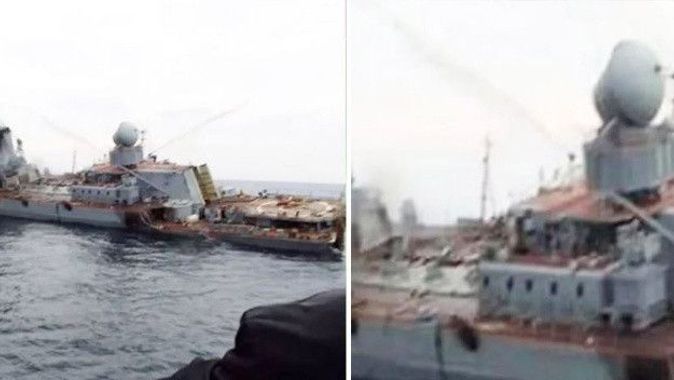 Karadeniz’deki Rus savaş gemisi dünya gündeminde! Batmadan önceki son görüntüleri sızdı
