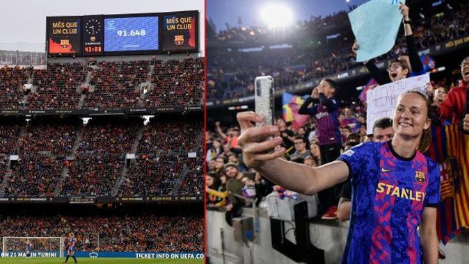 Rekor! Barcelona Kadın Futbol Takımı&#039;nın maçını 91 bin 648 kişi izledi