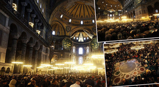 Ayasofya Camii bayram namazında doldu taştı! Ortaya çıkan görüntüler ise içleri ısıttı