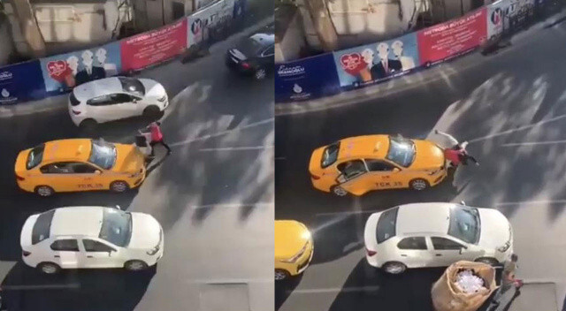 Taksicilerin müşteri kavgası: Caddeyi ringe çevirdiler