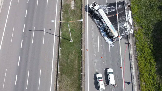 Anadolu Otoyolu&#039;da tanker devrildi: Ankara ve İstanbul istikameti trafiğe kapandı
