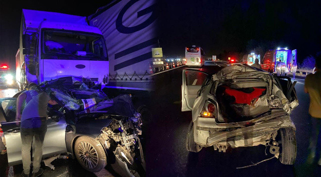 TEM&#039;de korkunç kaza! Tırlarla 2 araç çarpıştı: 3 ölü, 3 yaralı