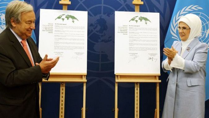 BM Genel Sekreteri Guterres ve Emine Erdoğan, &#039;Sıfır Atık Projesi&#039; için iyi niyet beyanı imzaladı