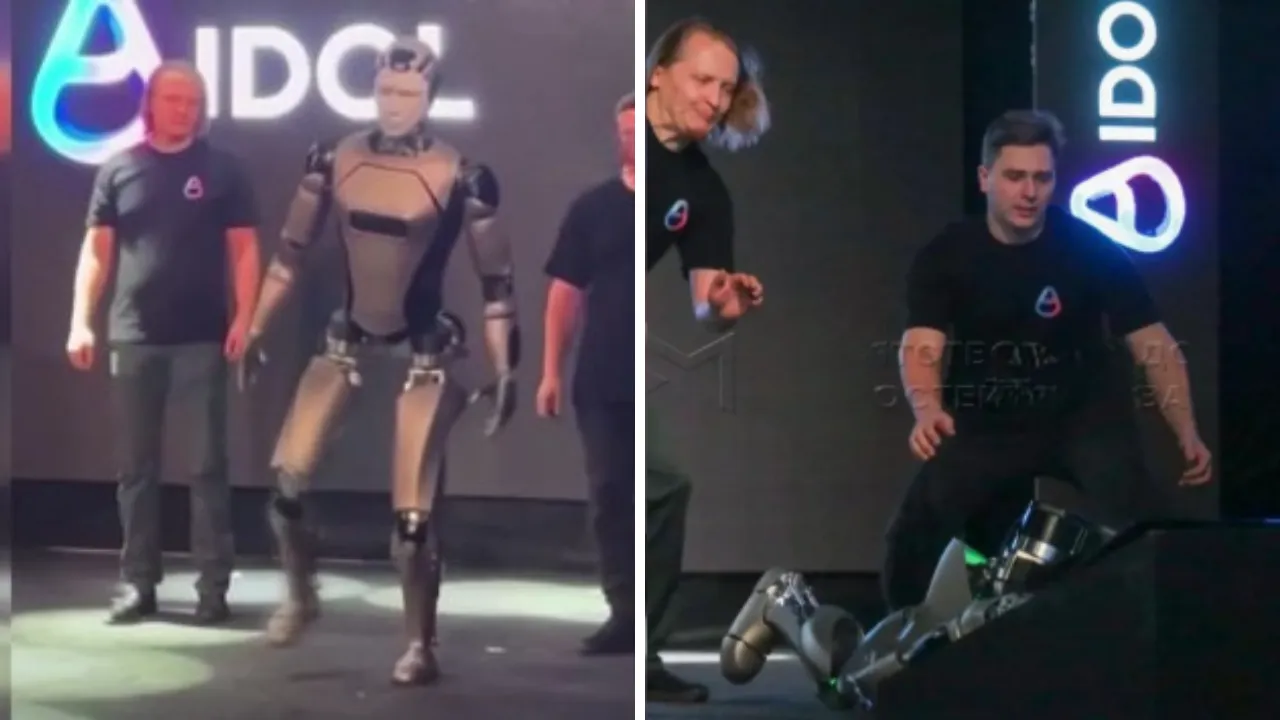 Teknoloji dünyası bu olayı konuşuyor! Rusya'nın ilk insansı robotu saniyeler içinde yere düştü