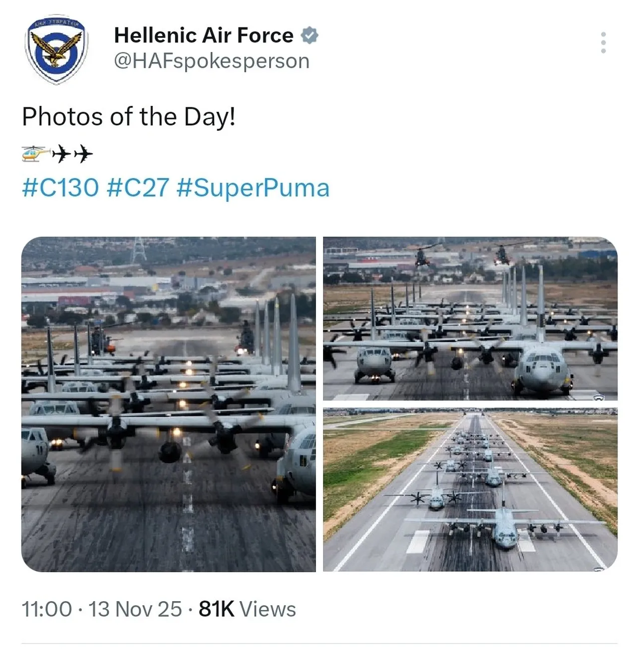 Yunanistan Hava Kuvvetleri'nin paylaşımı