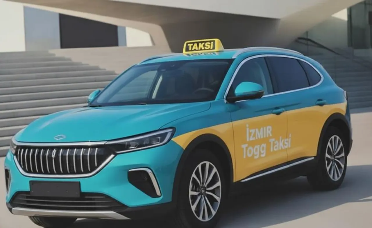 İzmir için düşünülen turkuaz-sarı Togg taksi örneği
