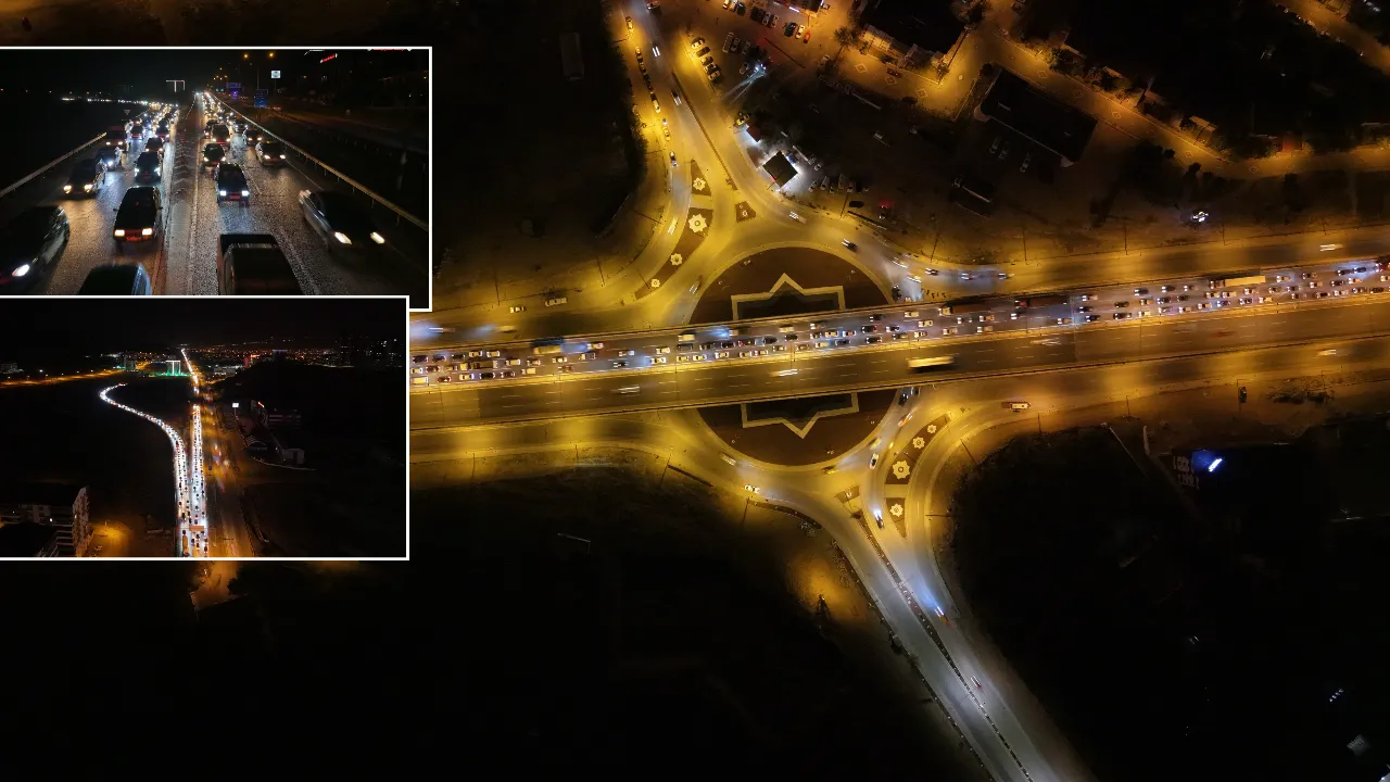 Ara tatil sona erdi, trafik felç oldu! Tatil dönüşü 'kilit kavşak'taki yoğunluk havadan görüntülendi