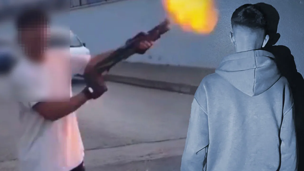 Sosyal medyada tepki çeken görüntü! 3 çocuk pompalı tüfekle ateş açtı