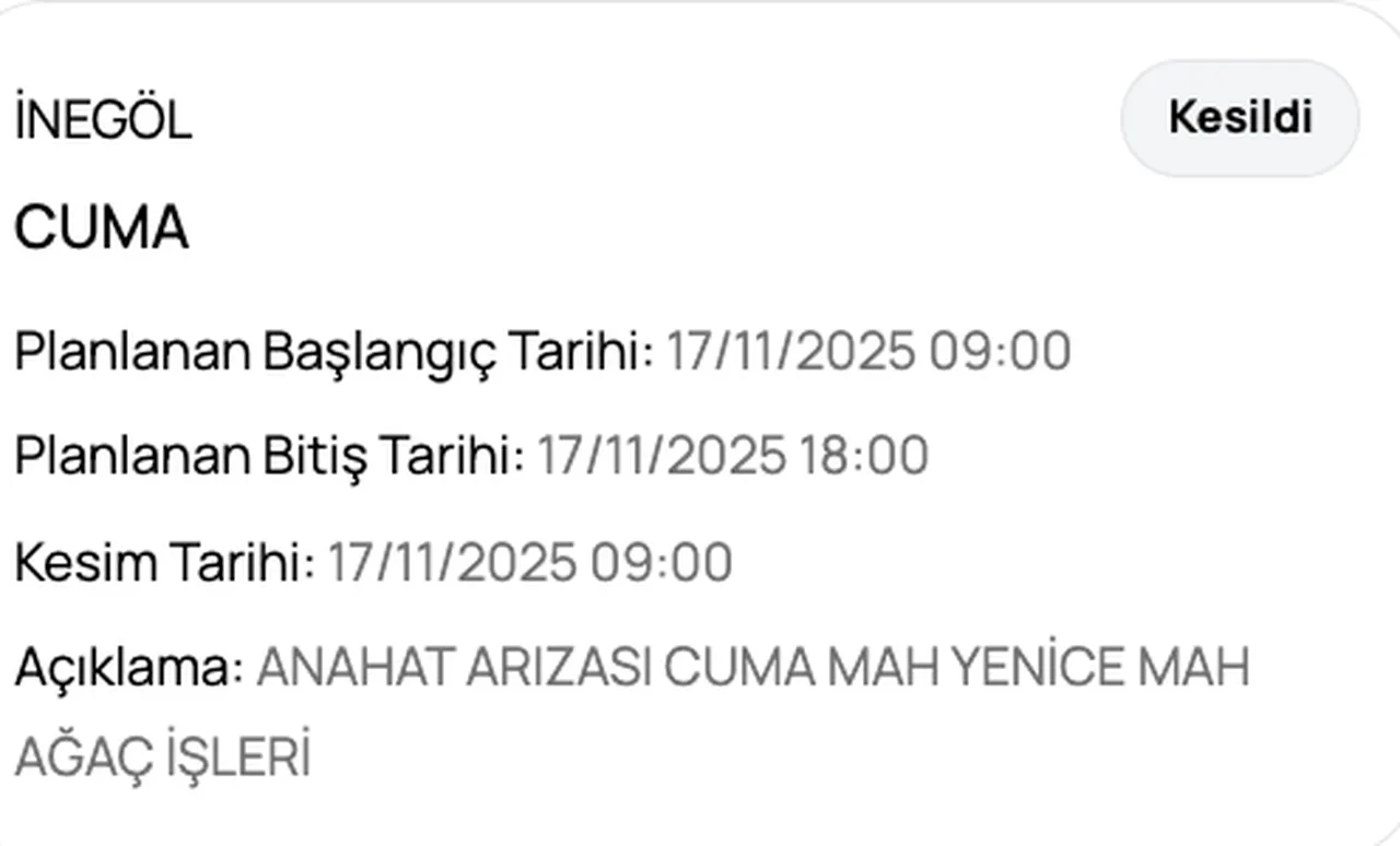 17 Kasım BUSKİ su kesintisi sorgulama! Bursada sular ne zaman gelecek, saat kaçta?