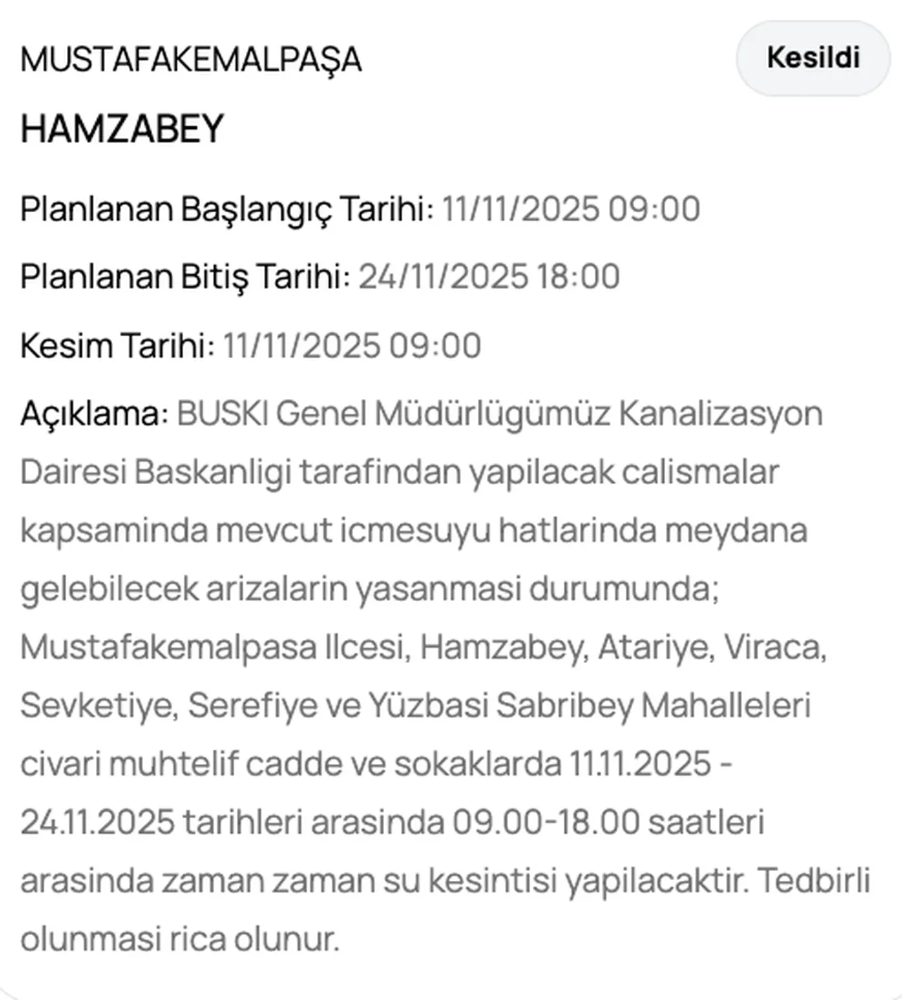 17 Kasım BUSKİ su kesintisi sorgulama! Bursada sular ne zaman gelecek, saat kaçta?