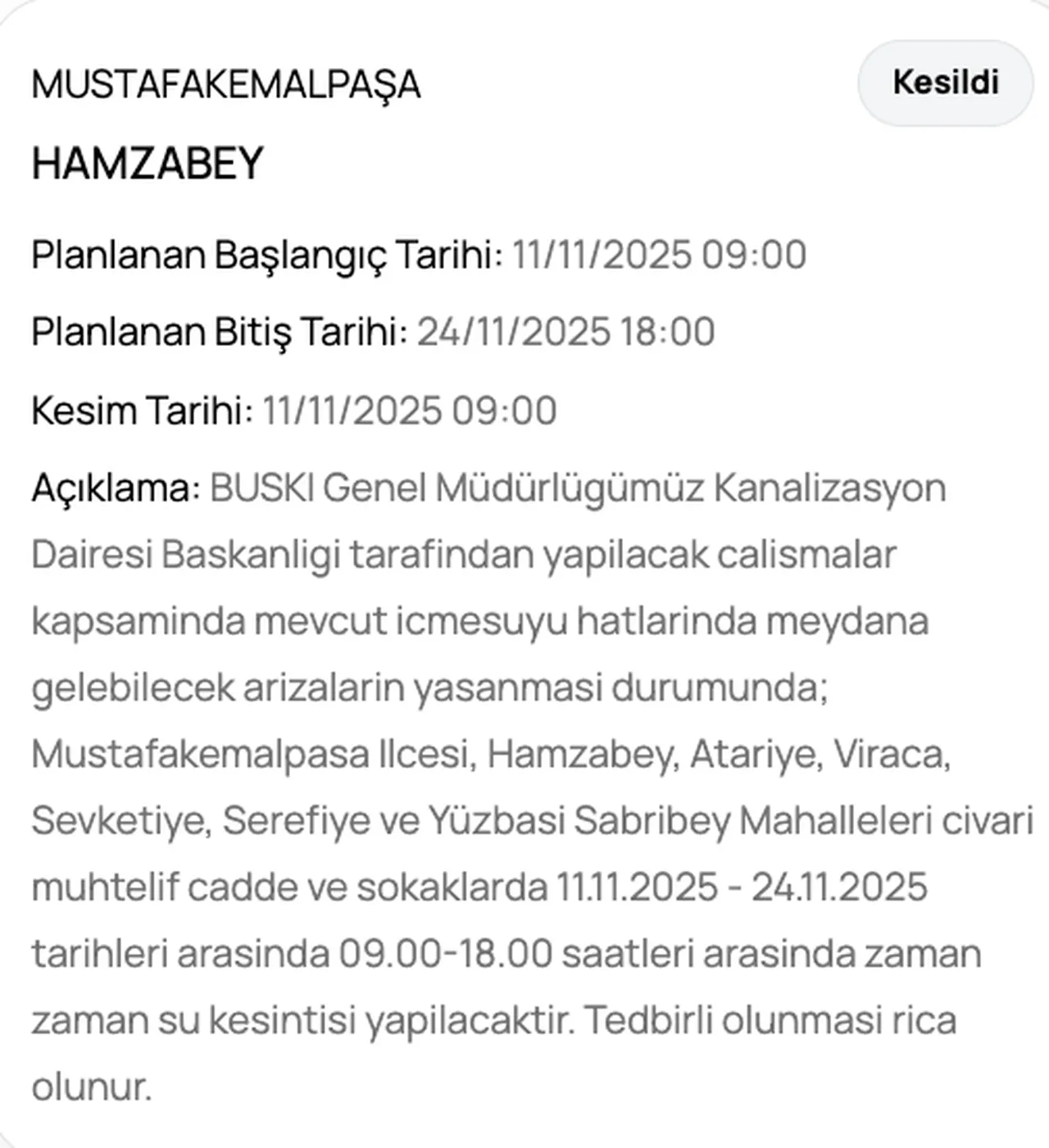 BUSKİden yeni kesinti duyurusu: 18 Kasım Bursada sular ne zaman gelecek? İnegölde kritik saatler