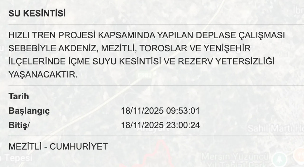 Son dakika! Mersin su kesintisi ne zaman giderilecek? 18 Kasım MESKİ duyurdu