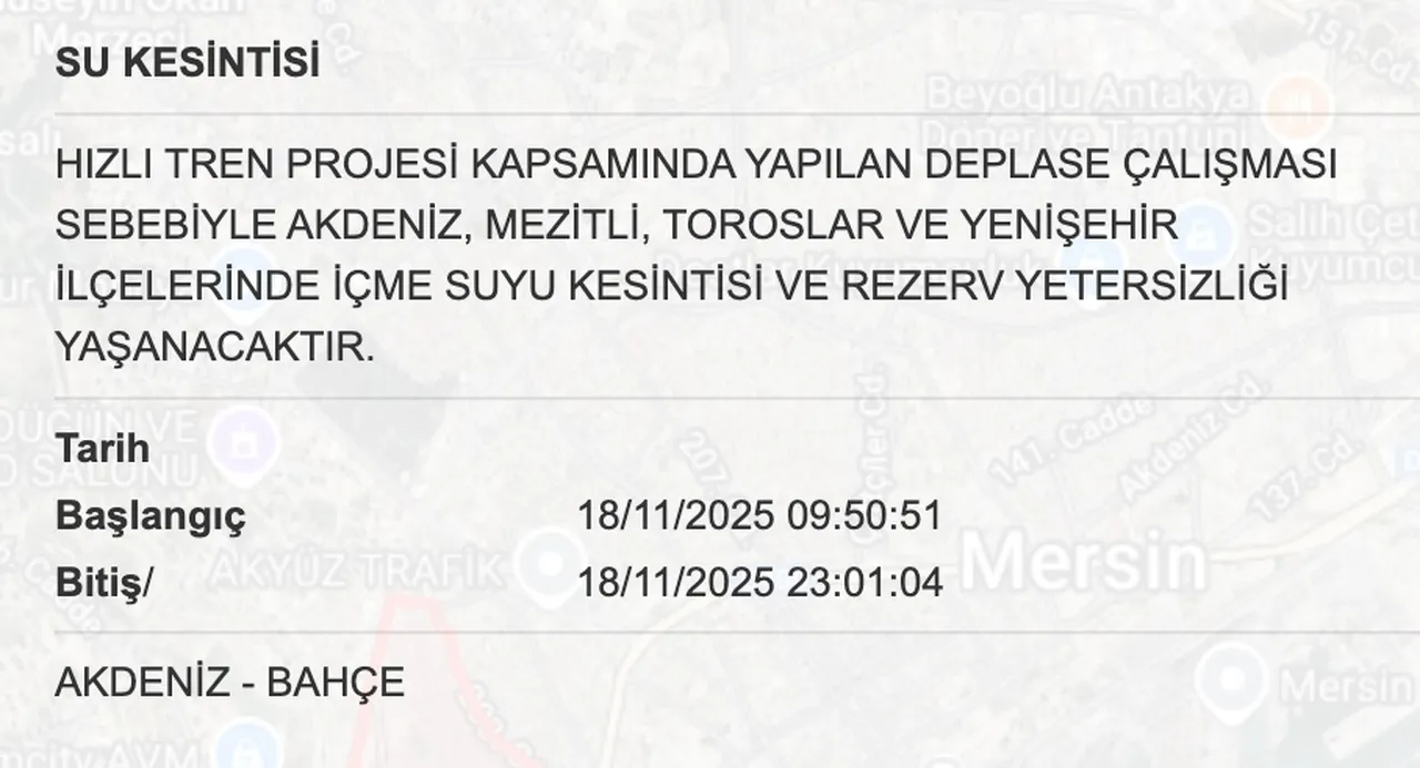 Son dakika! Mersin su kesintisi ne zaman giderilecek? 18 Kasım MESKİ duyurdu