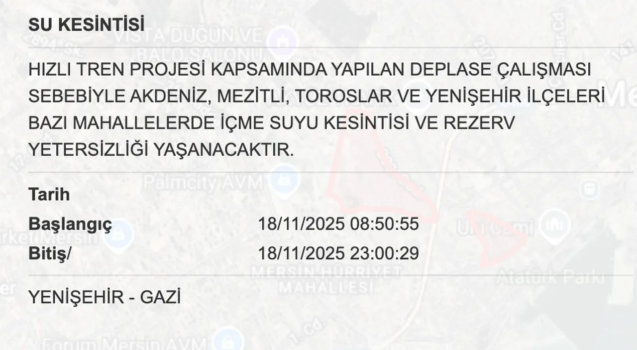 Son dakika! Mersin su kesintisi ne zaman giderilecek? 18 Kasım MESKİ duyurdu